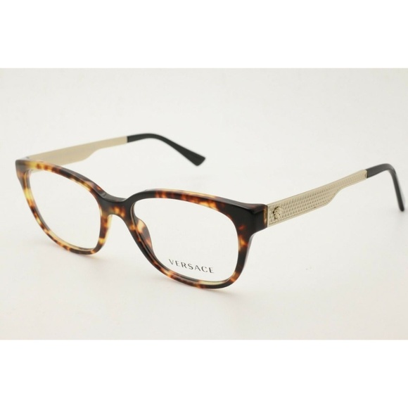 New Versace 3240-5208 Havana/Gold Cat Eye Eyeglasses Clear  display picture 1